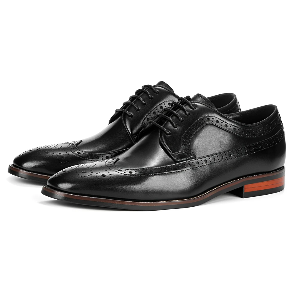 2024 High Quality Italy Brogue Style Genuine Leather Oxford Derby Dress Business Shoes for Men Party Casual Daily Life