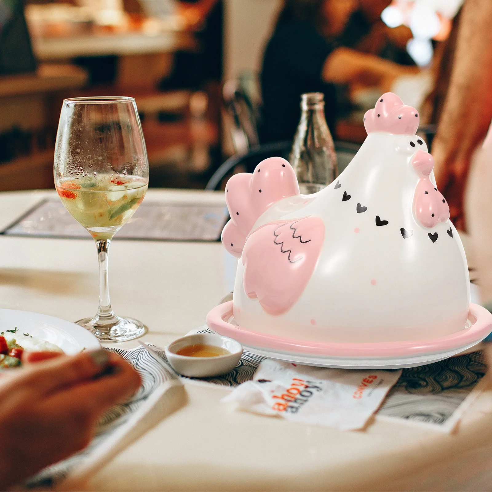 

1Set Easter Box Chicken Lid Ceramic Cheese Dish Kitchen Butter Storage Dish with Chicken Lid Household Cheese Box