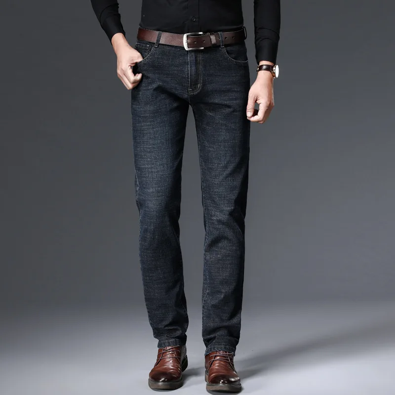

2026 New Spring Autumn Men's Straight Jeans Denim Pants Classic Style Business Stretch Casual Trousers Large Size 40