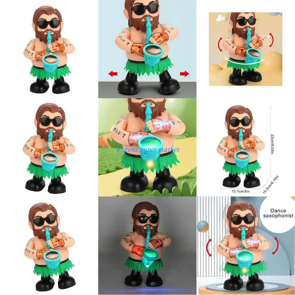 

090B Electric Singing Dancing Saxophonist Swinging Toy with Dynamic Music and Flashing Light Sound Toy Toddler New Year Gift