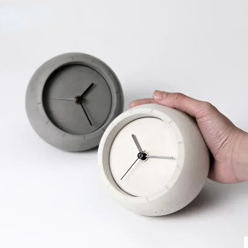 Water concrete simple personality table clock creative jewelry desktop household storage cement silent table clock