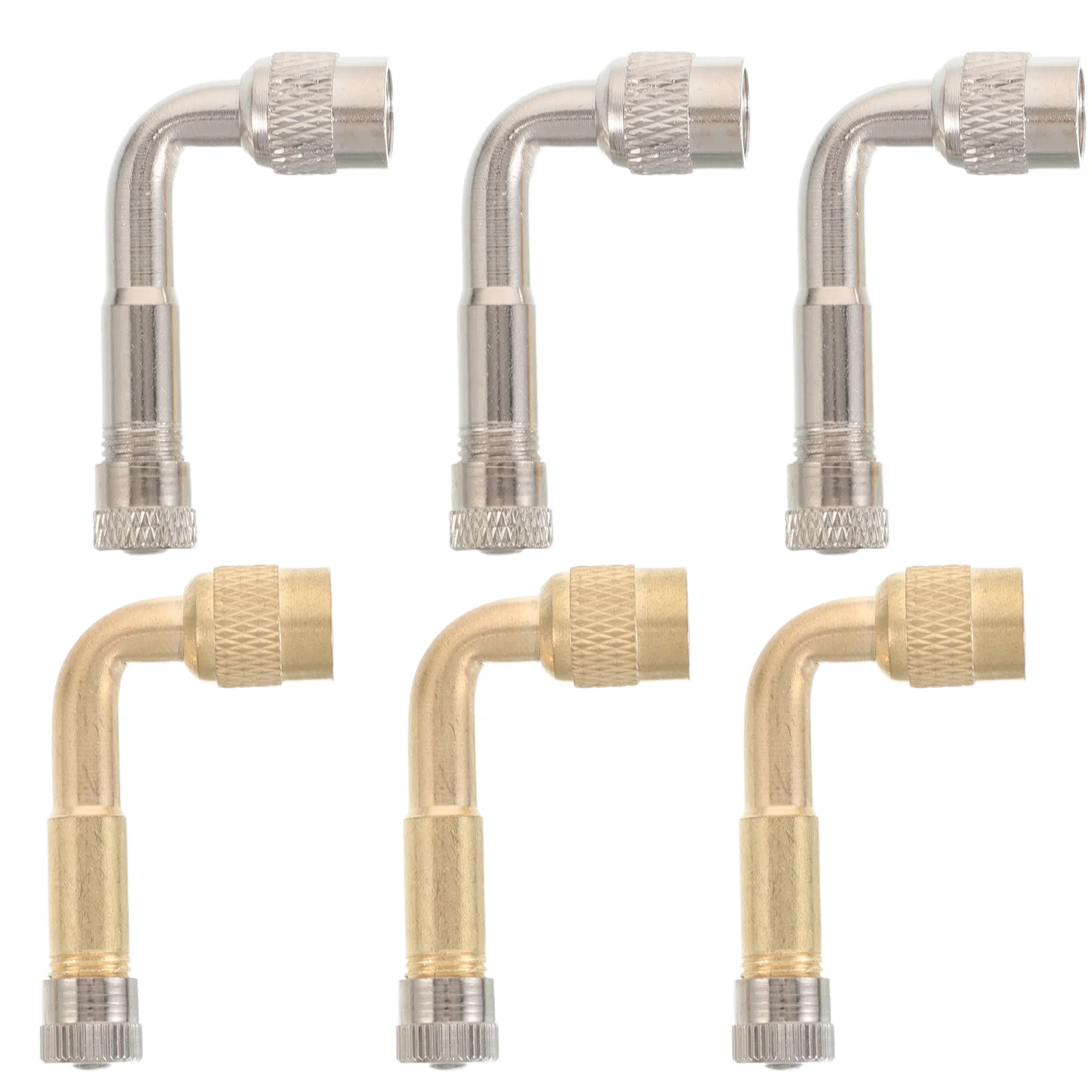 

6Pcs Tire Valve Extension Metal Stem Extenders 90 Degree Angle Tire Inflation Stem Curved Bore Replacement 2x0.39 Car Motorcycle