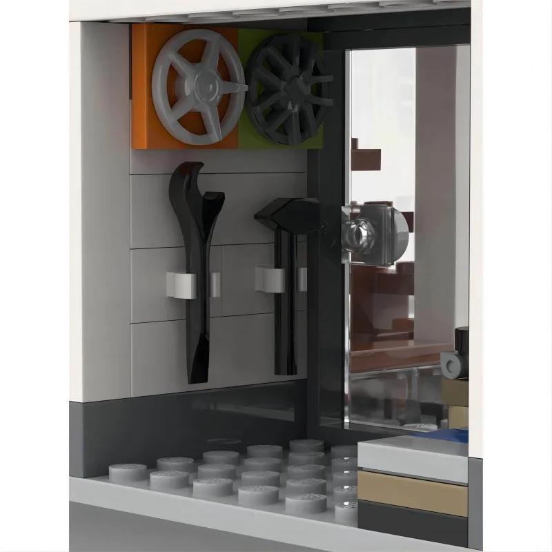 MOC Kreatives Modernes Architektur-Apartmentgebäude Sportwagen Baustein-Modell DIY Erwachsenen-Puzzle Montage-Spielzeug Geburtstagsgeschenk – Detail 7