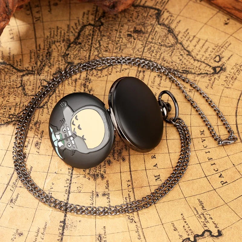 My Neighbor Totoro Anime Merch Quartz Pocket Watch Keychain Vintage Hanging Cartoon Character Print Pocket Clock Backpack Gift view 5