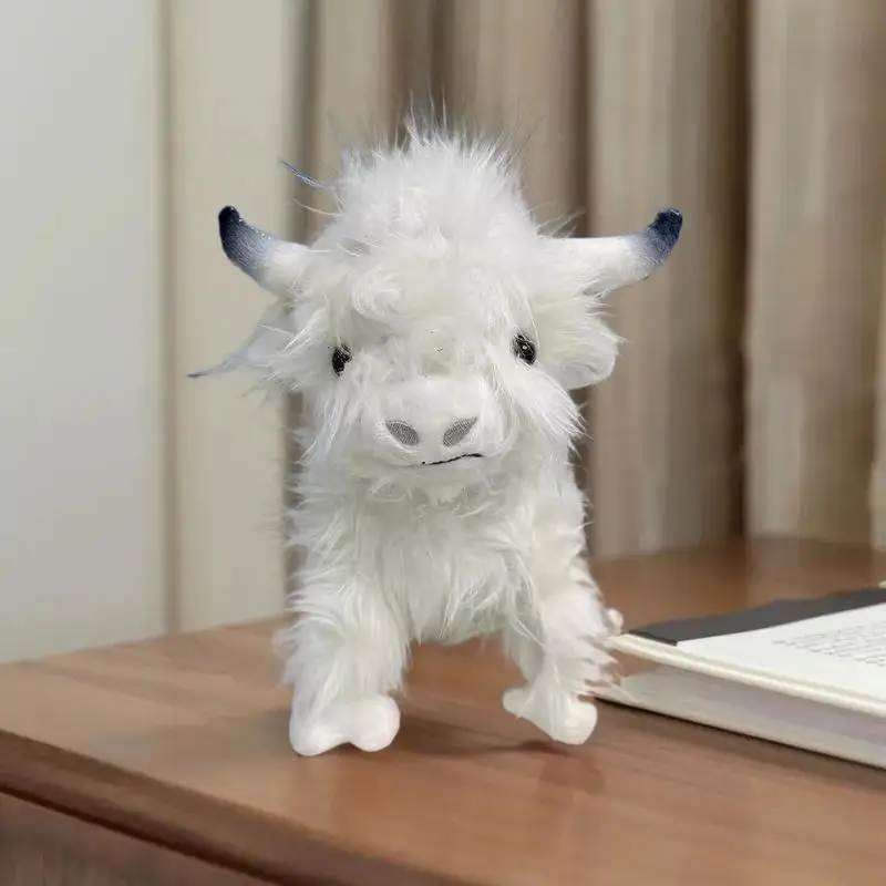 Peluche di mucca delle Highland color crema di un pezzo, bambola Kyloe di peluche da 28 cm, regalo perfetto per bambini
