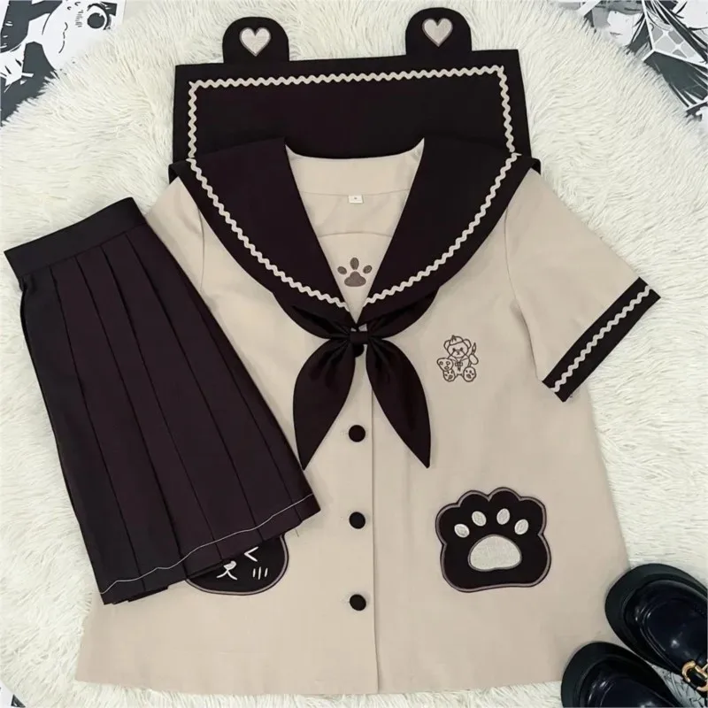 Korean and Japanese bear painter JK uniform suit cute soft girl kindergarten student long sleeves sailor suit school outfits