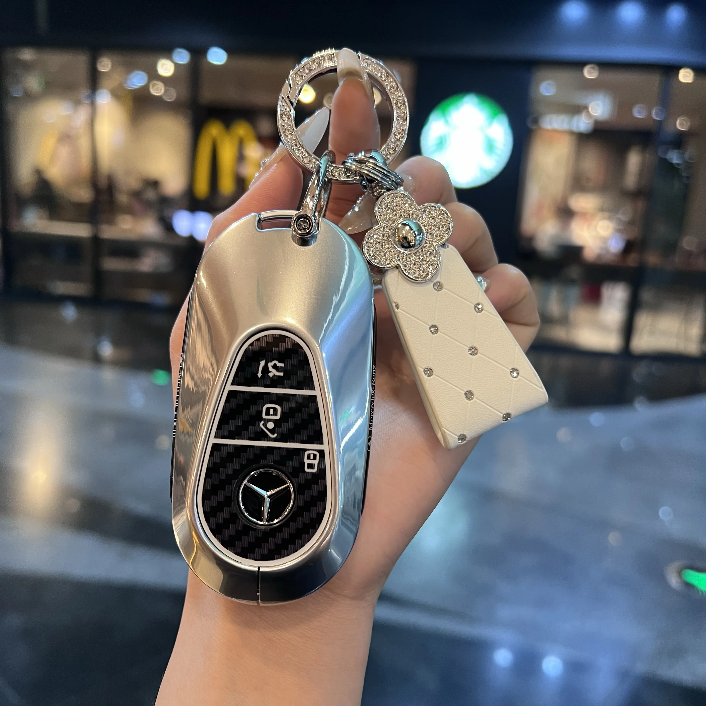 

Car Key Case Cover Shell Protector For Mercedes Benz 2021 C /S Class W223 W206 S350L S400L S450L S500L Accessories