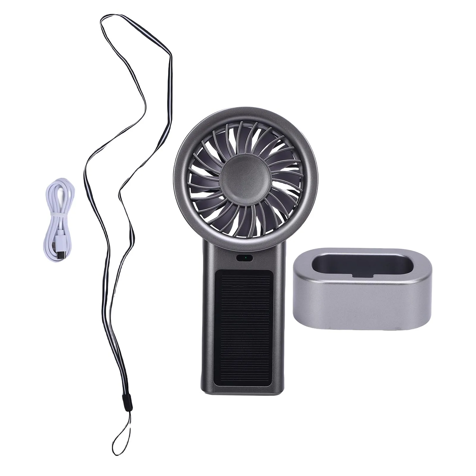 

Портативный ручной вентилятор с подставкой, USB-перезаряжаемый, на солнечной энергии, для офиса и спортзала