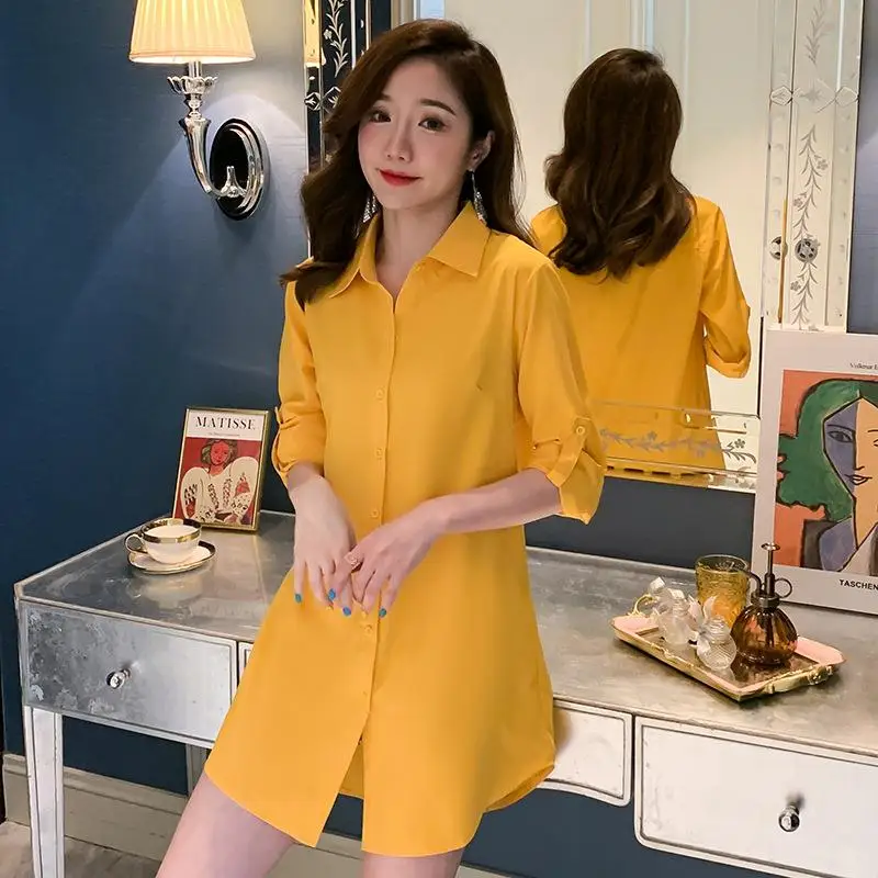 

Comfortable Faionable Long irt for Women Girls Boyfriend Sle Top Fem Ele Casual Wear Agel Faion