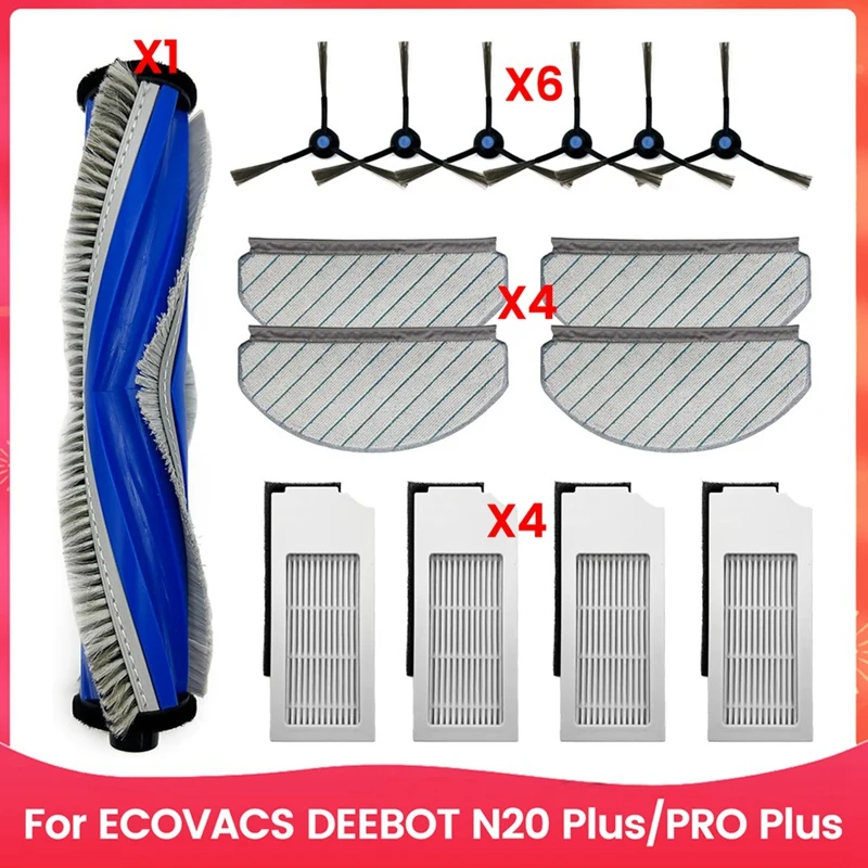 A26T-для ECOVACS DEEBOT N20 Plus/PRO Plus, комплект аксессуаров для робота-пылесоса, основная боковая щетка, фильтры Hepa, подушечки для швабры