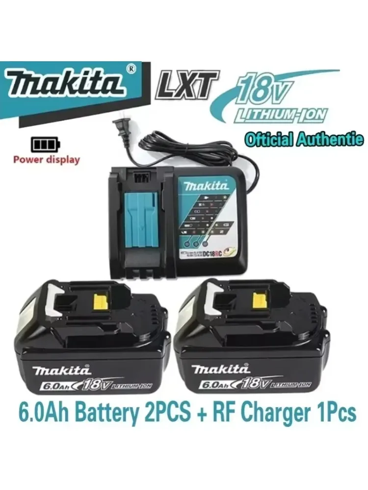 Batteria ricaricabile per elettroutensili Makita originale al 100%, ioni di litio LED sostituibile, 6,0 Ah 18 V LXT BL1860B BL1860BL1850 BL1830