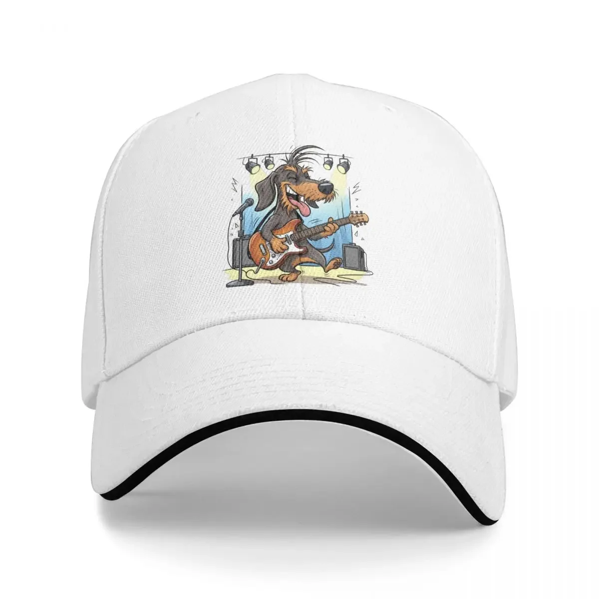 Baseball Caps Dachshund Weenie Playing Guitar Graphic Unisex Casual Spring Hats