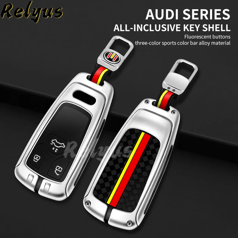 

New Metal Car Remote Key Case Cover For Audi A4 B9 A5 A6 8S 8W Q5 Q7 4M S4 S5 S7 TT TTS TFSI RS Protector Keychain Accessories