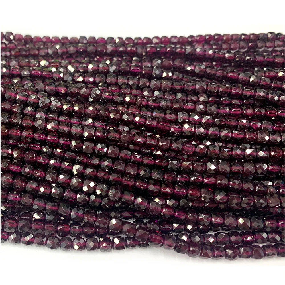 Veemake Natural Purple Garnet Irregular Cube Almandite Pyralmandite Faceted Small Jewelry Beads 08146