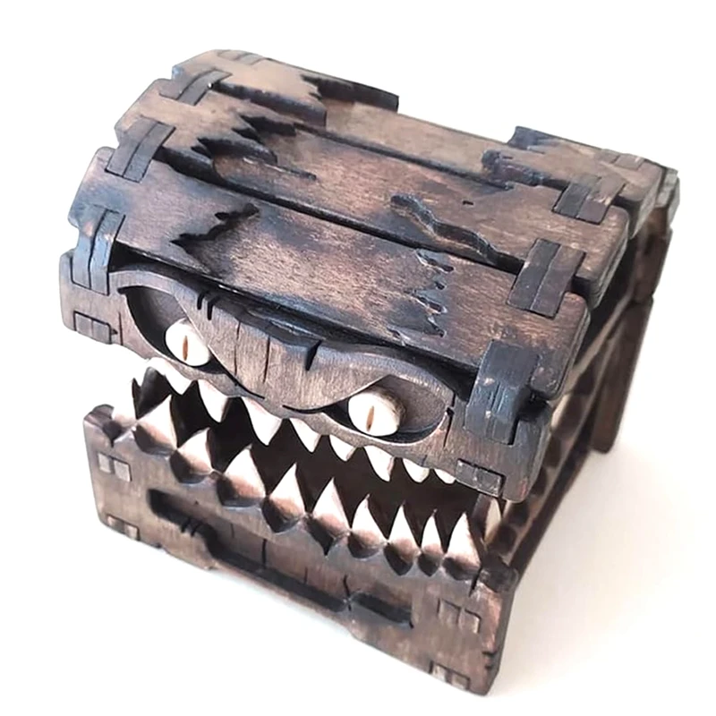 1 PCS Devil Box Storage Wooden Spliced Building Blocks Wood 12X12x10cm DIY Colored Graffiti Crafts Decoration