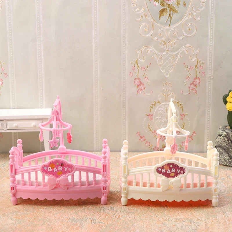 Mini cuna de simulación para casa de muñecas, modelo de cama de bebé, muebles de dormitorio, decoración, accesorios para casa de muñecas, 1/12
