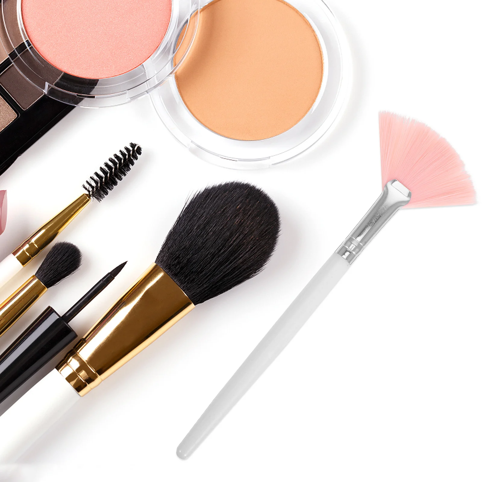 4Pcs Face Makeup Set Delicate Soft Powder Blush Contour Highlight Long Handle Durable Facial Brush Collection