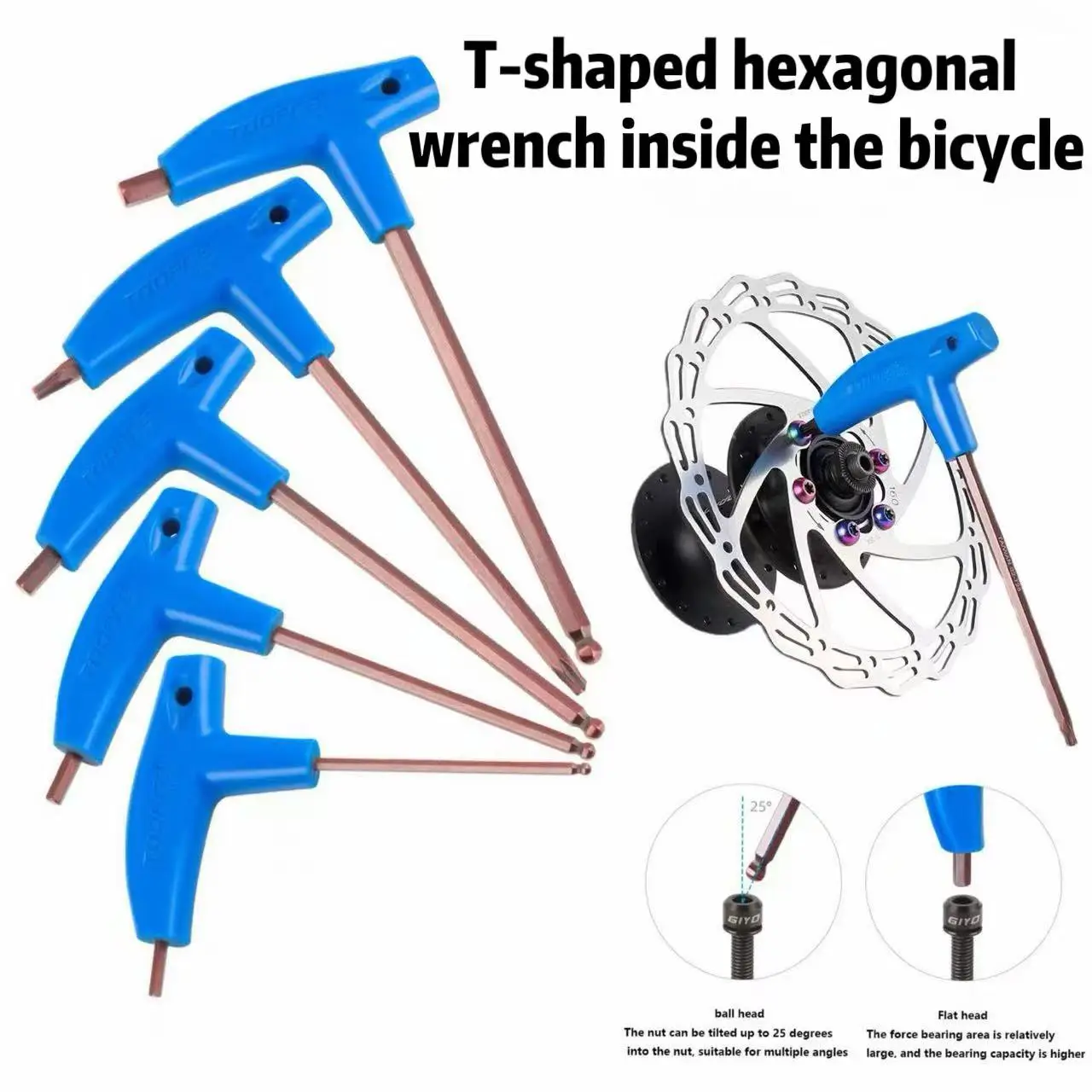 

T25 3/4/5/6MM Bike Allen Key Wrench T-Shaped Extended Plastic Handle With Double Ends Bicycle Multifunctional Repair Tools
