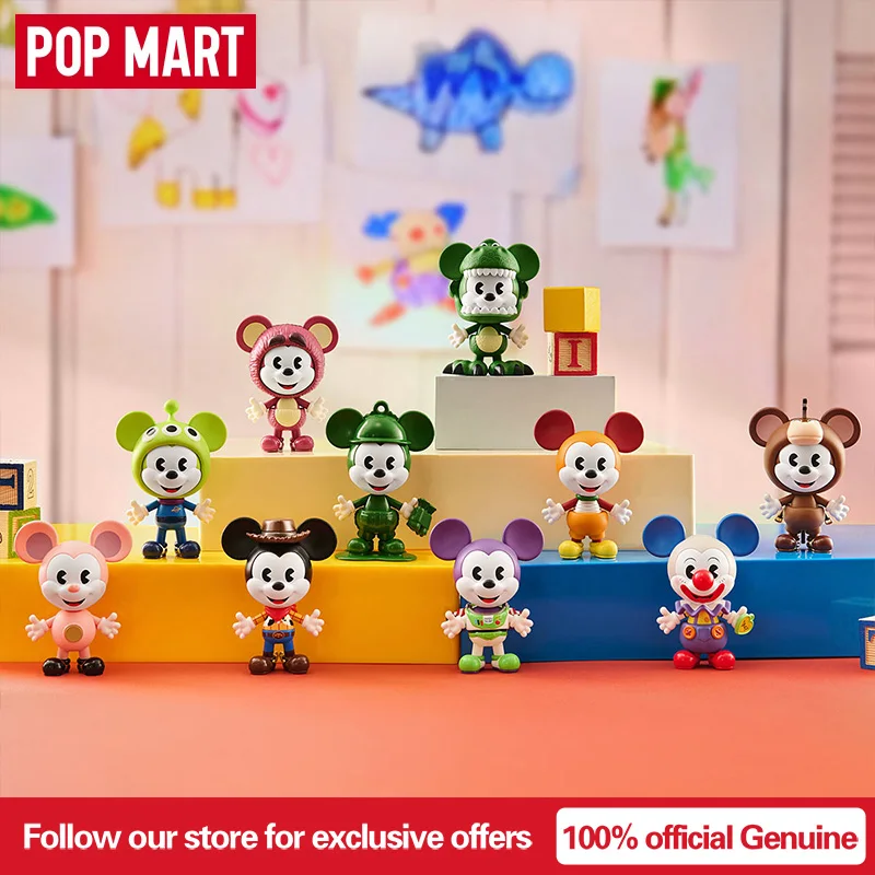 POP MART Disney Mickey REMIXED Mickey Meet Pixar Series caja ciega genuina caja misteriosa bolsa de adivinación juguetes muñeca Anime figura de escritorio