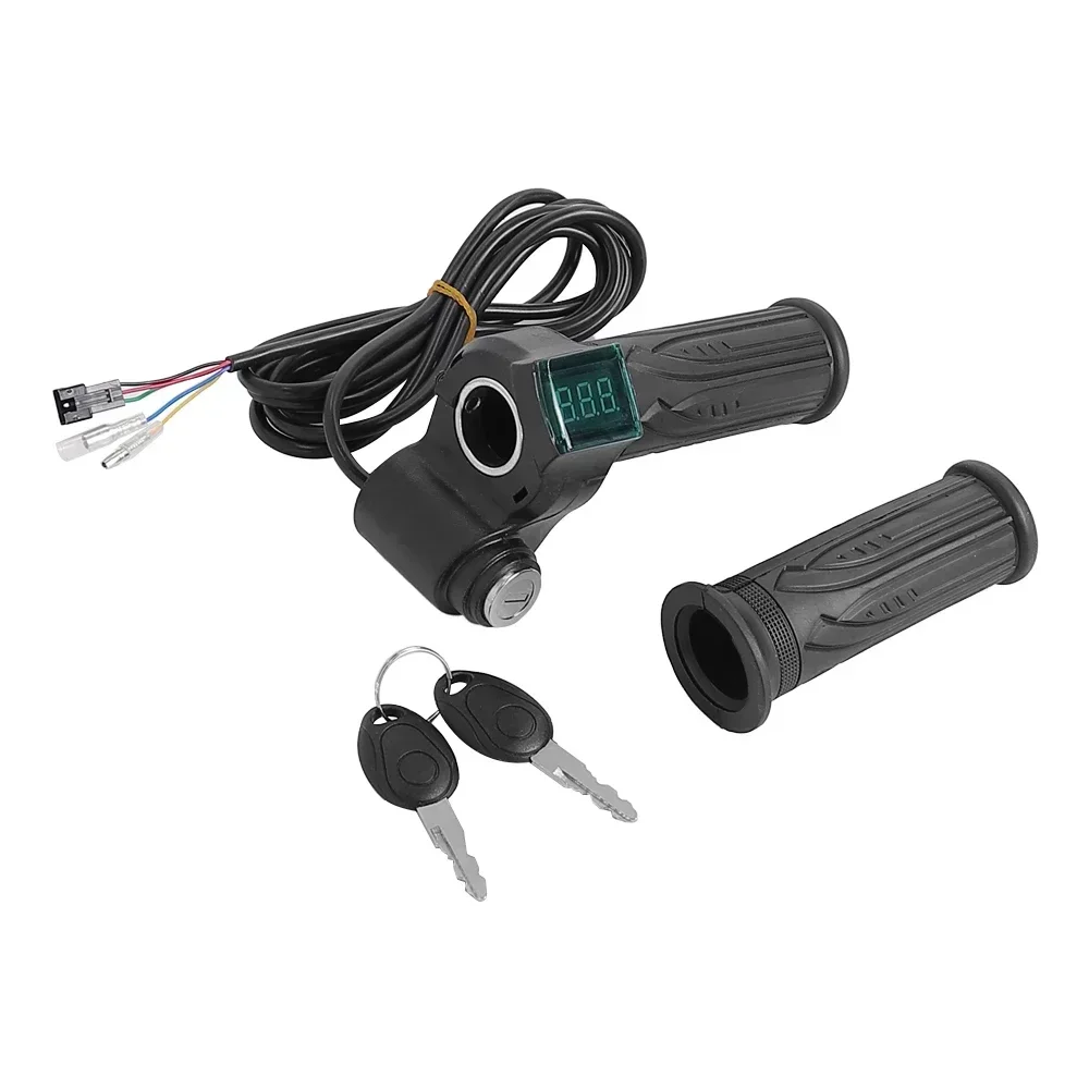 24/36/48/60 فولت LED عداد رقمي للدراجة الكهربائية سكوتر خنق قبضة مع مفتاح الطاقة LED عرض المقود إصلاح جزء