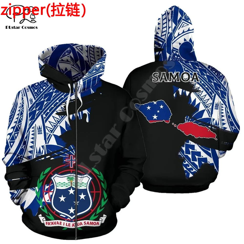 Polynesian Island Samoa Tattoo Flag Tribal Culture Retro Pullover Men/Women 3DPrint Harajuku Long Sleeves Funny Jacket Hoodies K