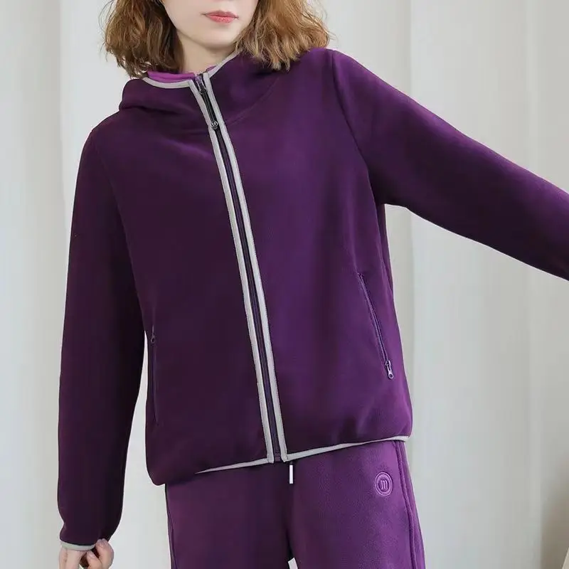 Thickened Hooded Fleece Jacket for Women's Autumn and Winter New Short Style Fashionable Temperament Zipper
