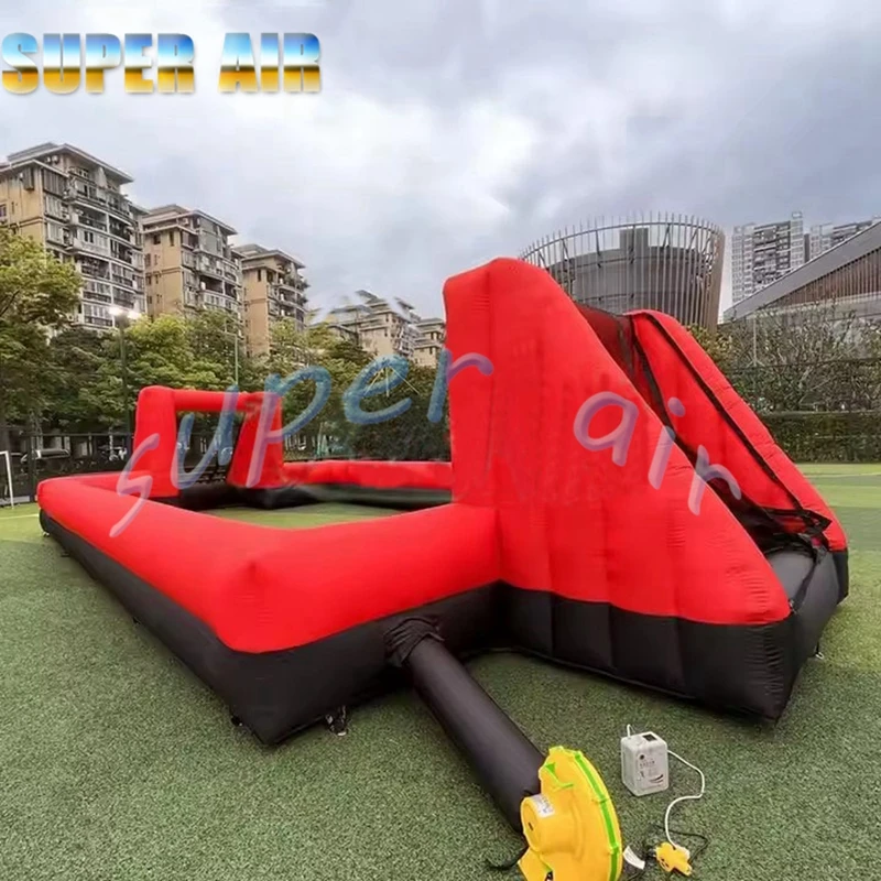 Red Inflatable Football Field for Children's Amusement Park Commercial Large-Scale Outdoor Game Equipment for Kids' Play Area