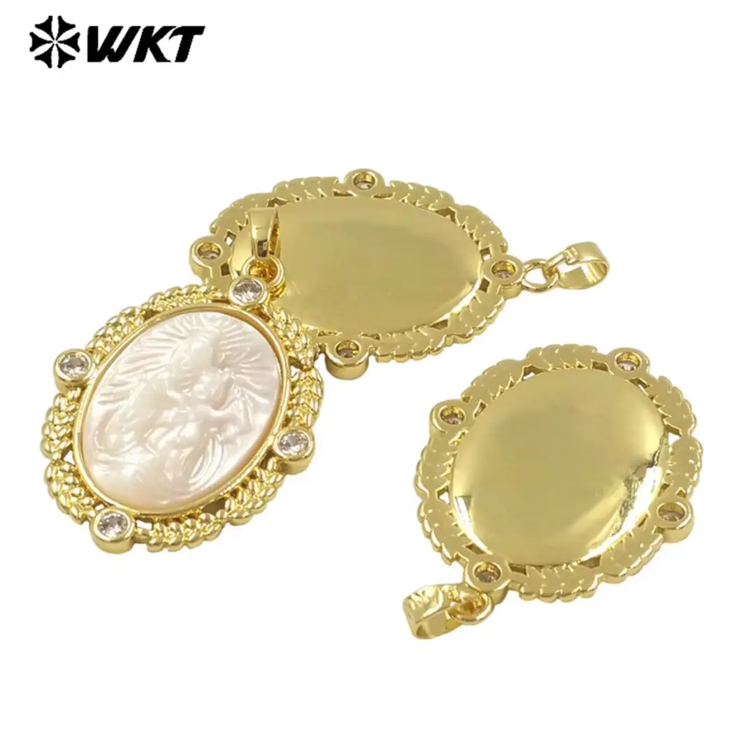 

WT-JP370 Новые многофункциональные подвески в религиозном стиле с белым перламутром и фианитами 18K, аксессуары для ожерелий