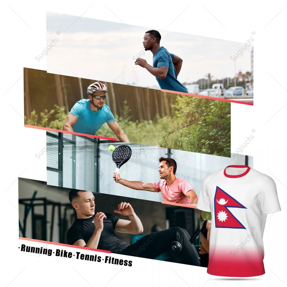 Camiseta de malla deportiva con bandera de Nepal para correr, fútbol, tenis, fútbol, camisetas de Fitness, camisetas impresas en 3D personalizadas