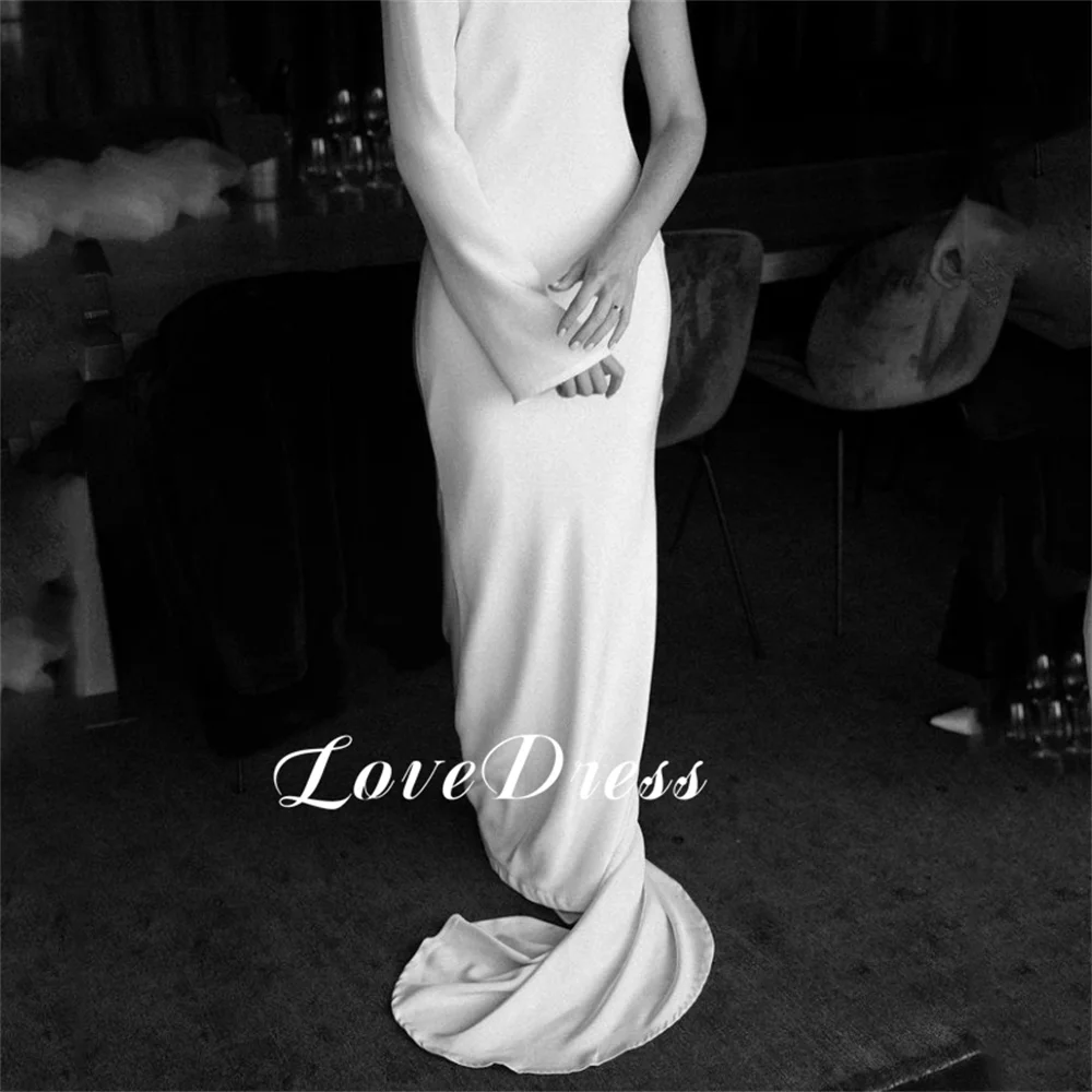 Love Simple Stain Mermaid One Shoulder Backless abito da sposa elegante lunghezza del pavimento Sweep Train abiti da sposa a una manica per donna