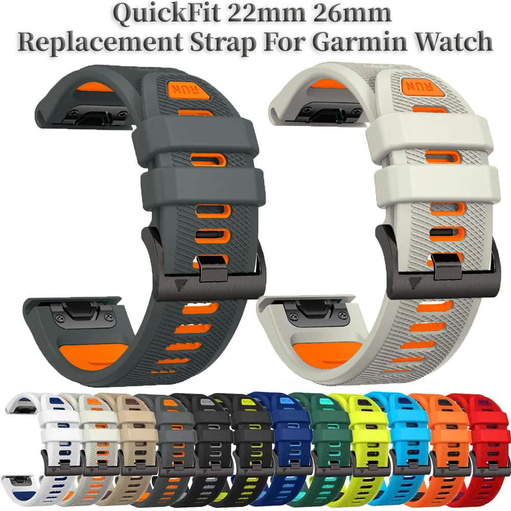 Comfortable QuickFit 22mm 26mm Watch Band  For Garmin Forerunner 935 965, Approach S70 S62 S60, Tactix 8/7/Delta Silicone Strap