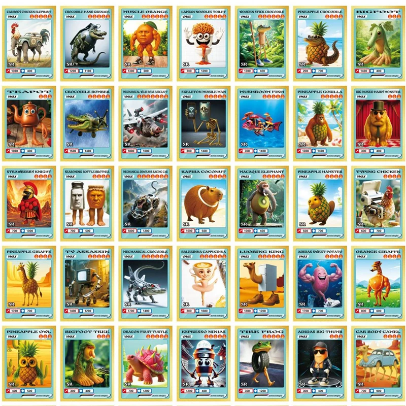 150PCS 이탈리아 Brainrot 카드 Tung Tung Tung Sahur Tralalero Tralala Collectible Cards 소년 소녀를위한 클래식 장난감 생일 선물