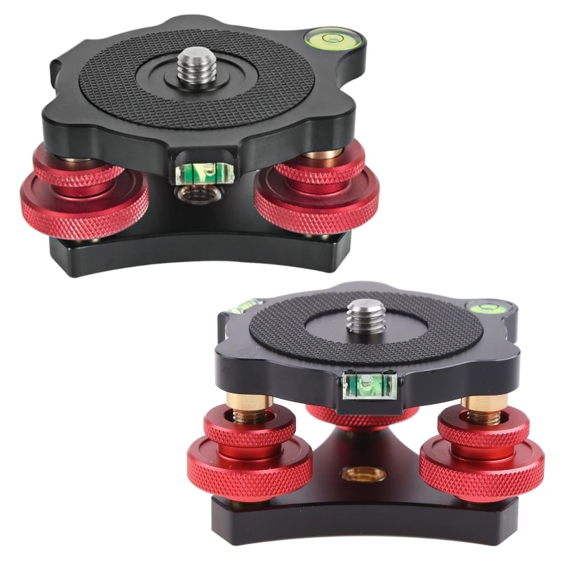 CS1W Leveling Base for Camera Tripod for Head ,Tri-wheel Precision Leveler with Bubble Level 3/8