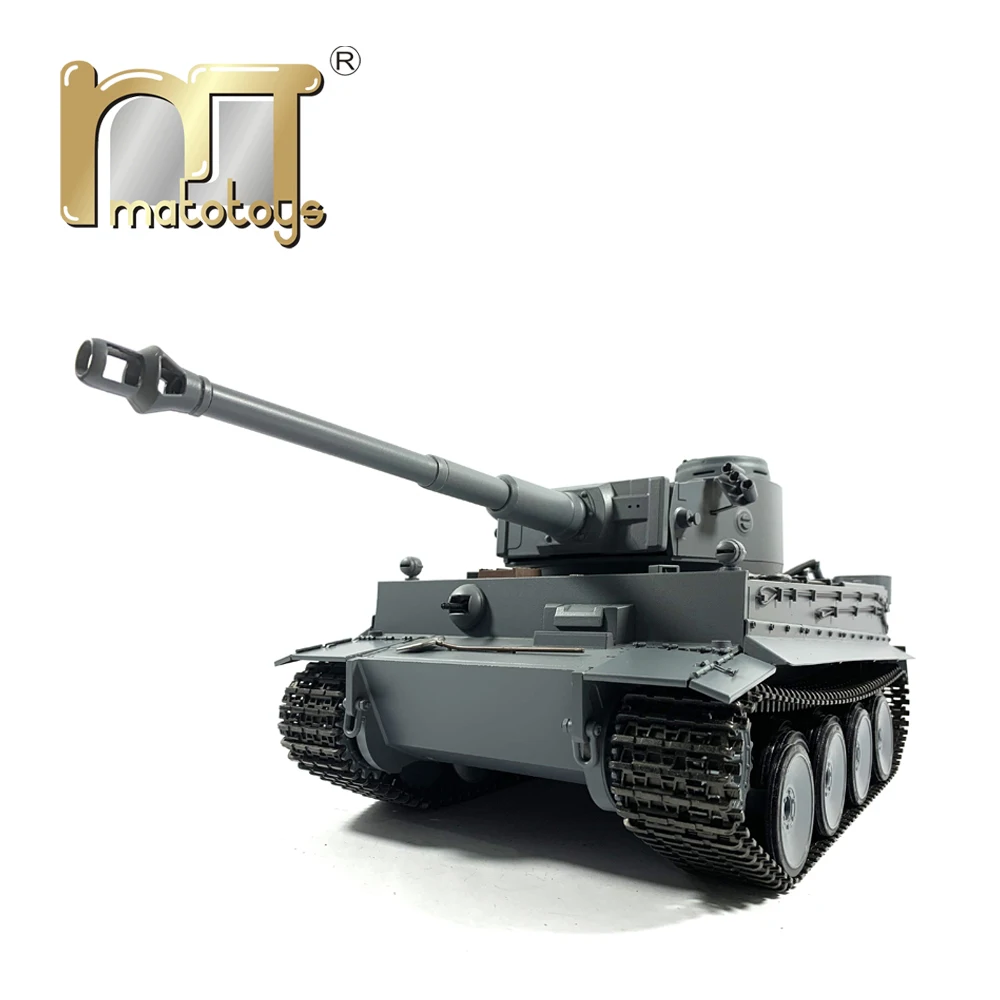 MATO 1220 100% Metal 2.4G RC Tank 1:16 Tiger 1 German Grey Infrared Barrel Recoil Ready To Run