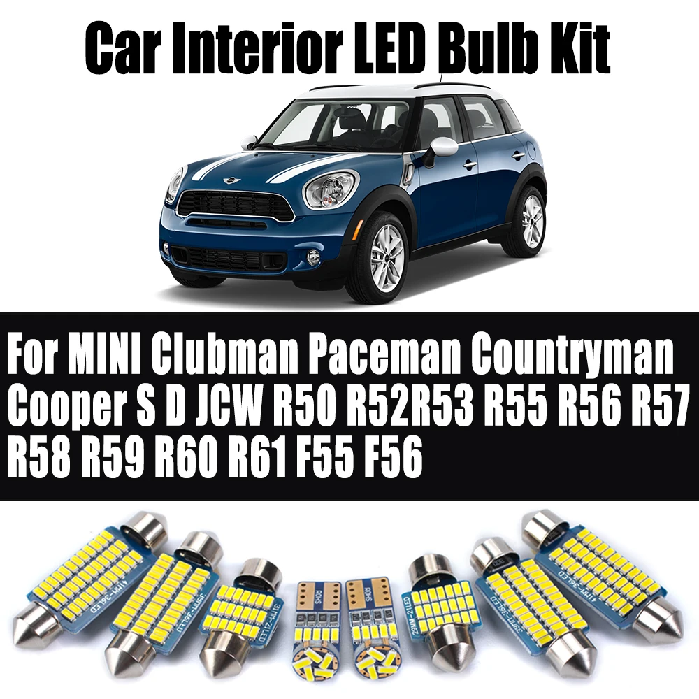 Interior Light LED Bulbs Kit For MINI Clubman Paceman Countryman Cooper S D JCW R50 R52 R53 R55 R56 R57 R58 R59 R60 R61 F55 F56