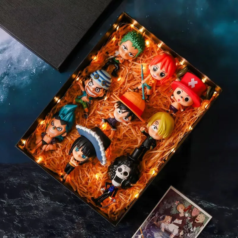 6-teiliges einteiliges Chibi-Figurenset – Ruffy, Zoro, Ace, Sanji, Chopper – PVC-Kuchenaufsätze und Desktop-Dekoration