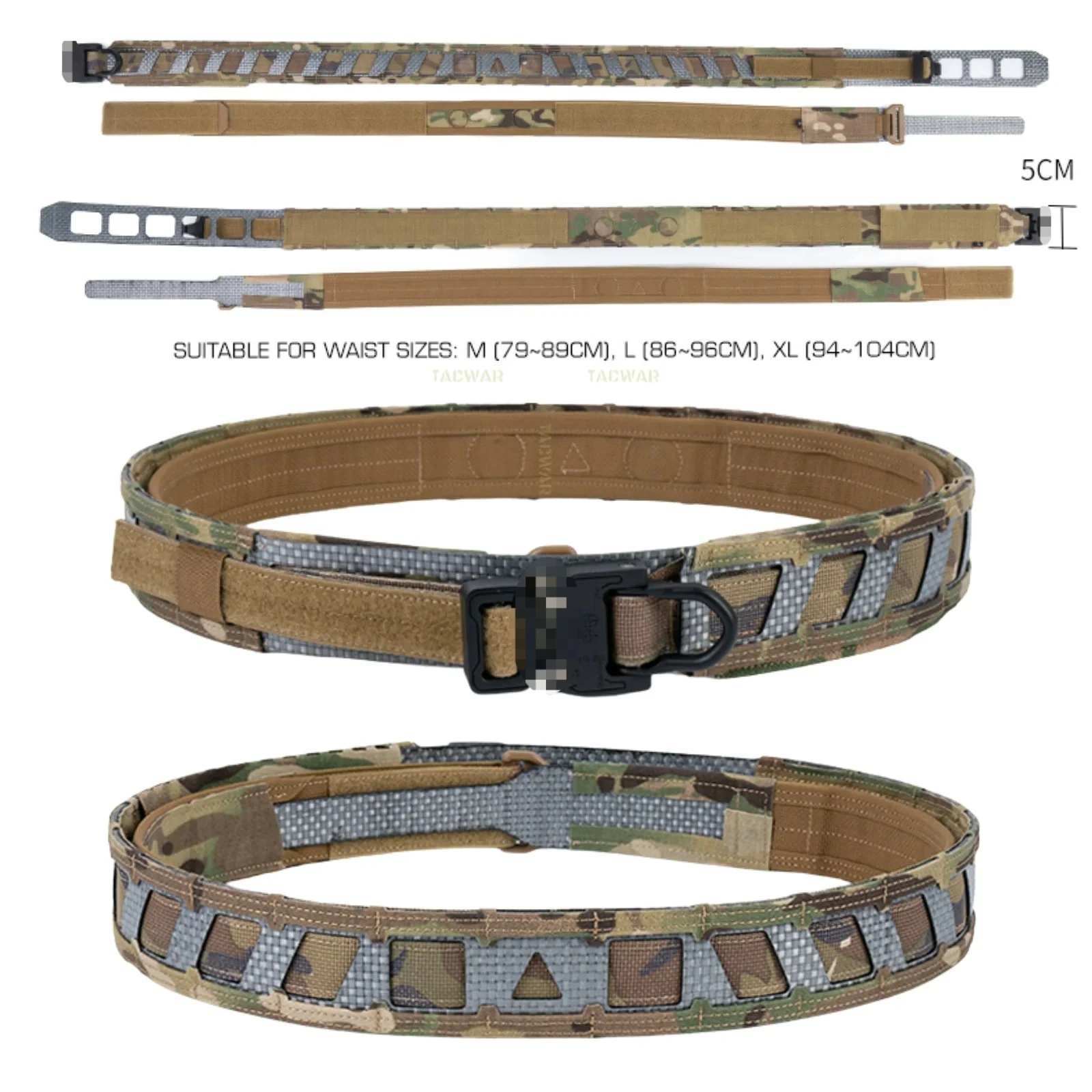 Tactical Magnetic Battle Belt Fiberboard Version, Double-Layer Magnet Combat Waist Duty Belt for Airsoft Hunting Training