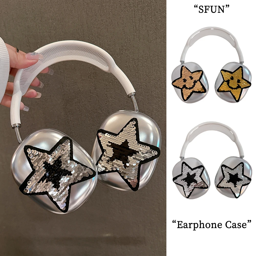 

Sparkling Sequins Star Earphone Case Suitable for AirPods Max Protective Case Headworn Bluetooth Earphone Accessories