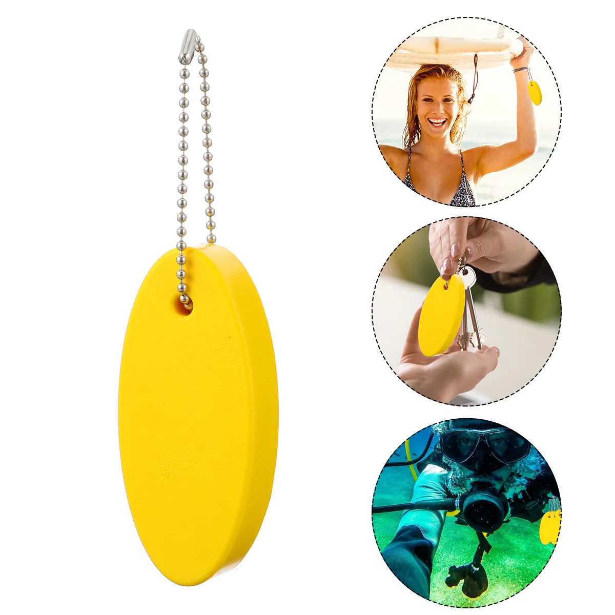 

3 Pcs Key Chain Lightweight Keychain Decoration Float Floating Oval Blank Gift Ring Pu Fishing