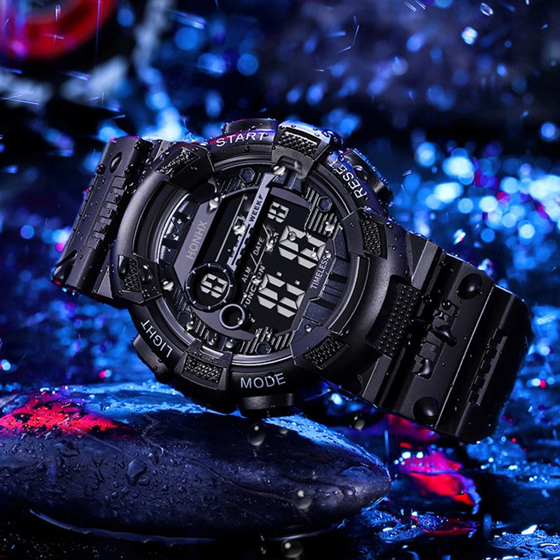 أعلى العلامة التجارية أزياء الرجال الساعات الرقمية للماء الرياضة LED ساعات المعصم العسكرية عارضة ساعة إلكترونية للرجال Reloj Hombre