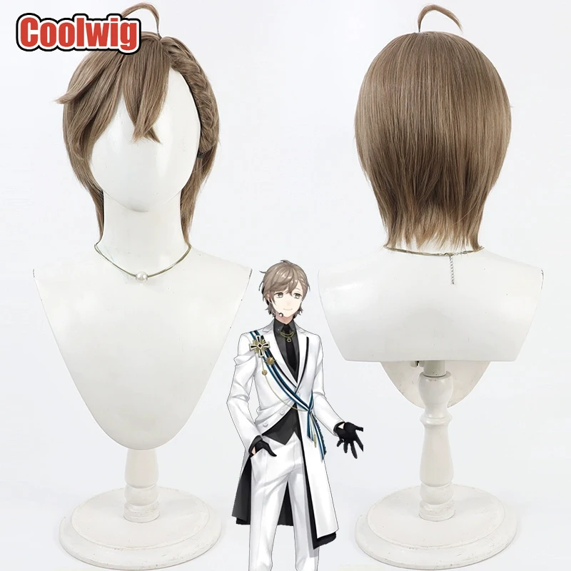 

Coolwig Synthetic Hair Kanae Cosplay Wigs Virtual YouTuber Kanae Halloween30cm Short Straight Light Brown Men Wig Heat Resistant