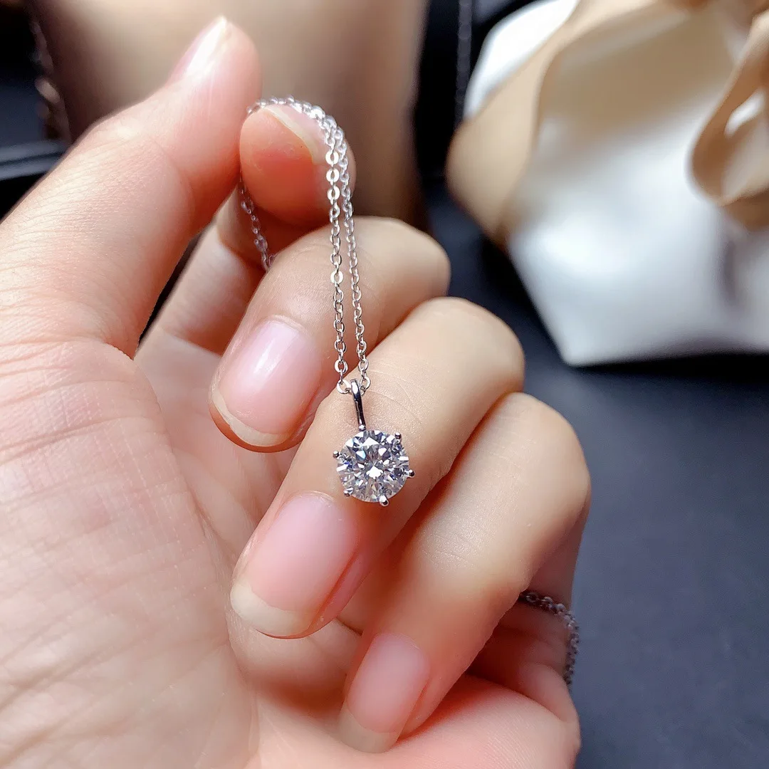 925 فضة قلادة سلسلة مويسانيتي مستديرة المعلقات للنساء هدية Colgantes دي أو Bizuteria الأحجار الكريمة 925 توباز المعلقات