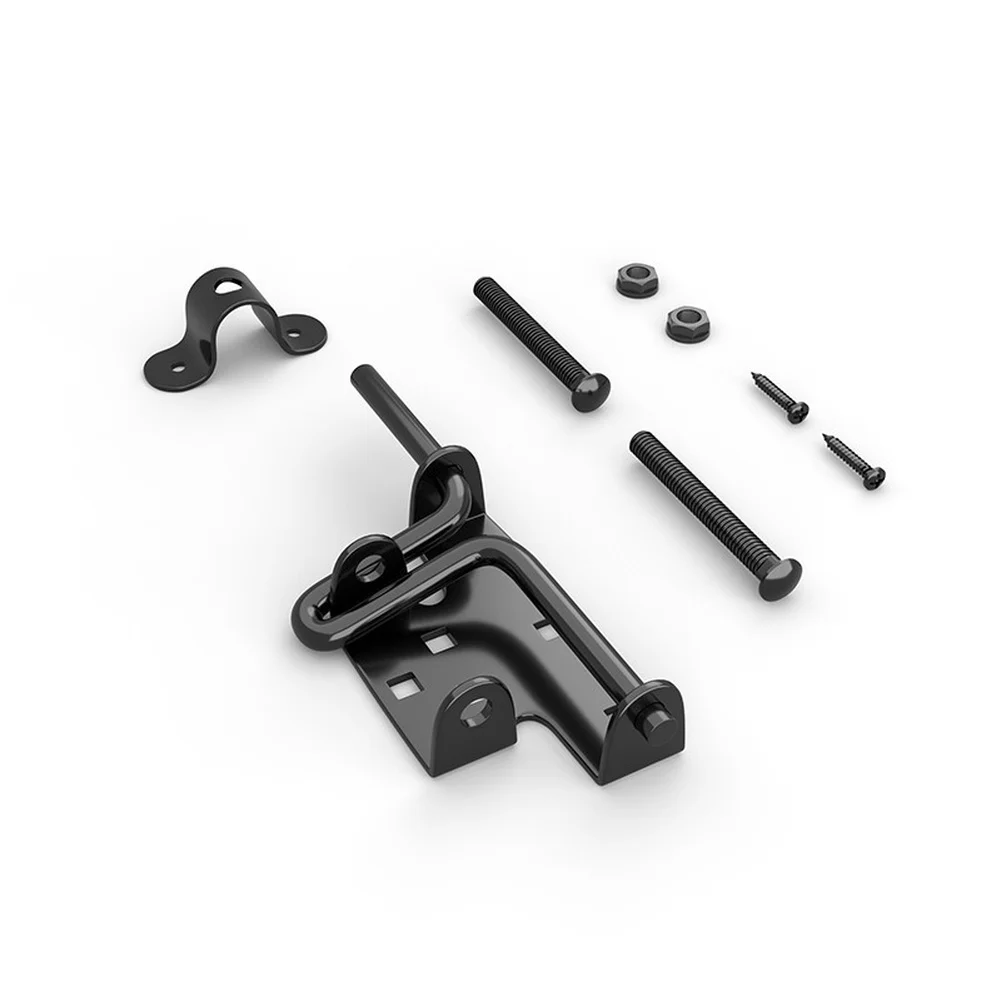 Garden Shed Locks Black Sliding Latch Bolt Sturdy Iron Construction Wear Resistant Coating For Outdoor Security