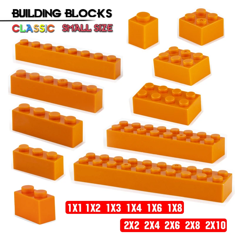 

Building block 1X4 1X8 2X6 2X10 hole Orange brick basic accessories education creativity compatible brand building block toys