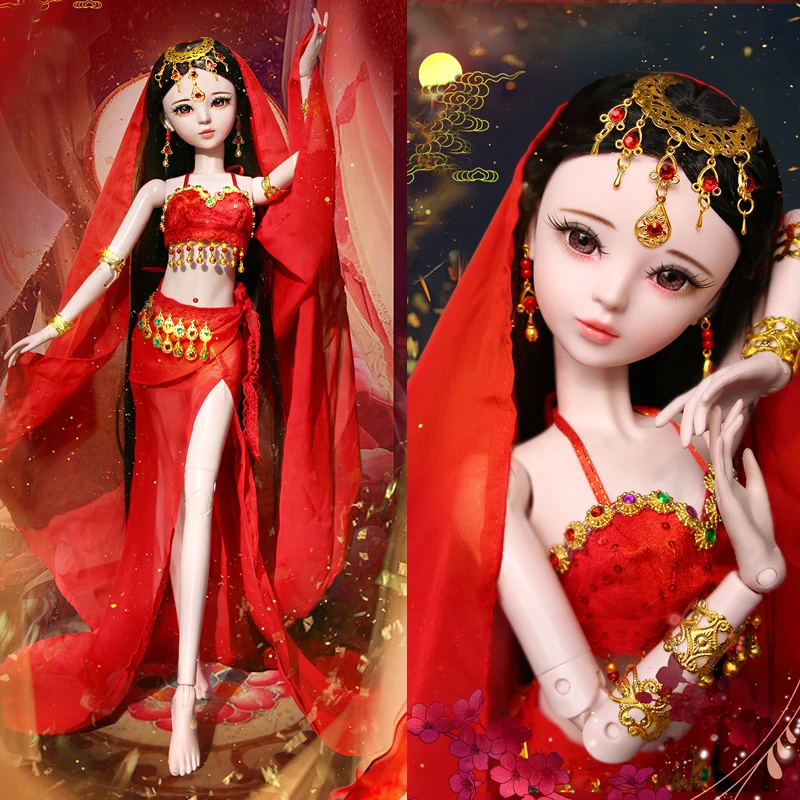 Handmade Red Dress Chinese Ancient Brides Doll 60cm Large Ball-Jointed Bjd 1/3 Dolls Full Set Toys for Girls  Gift