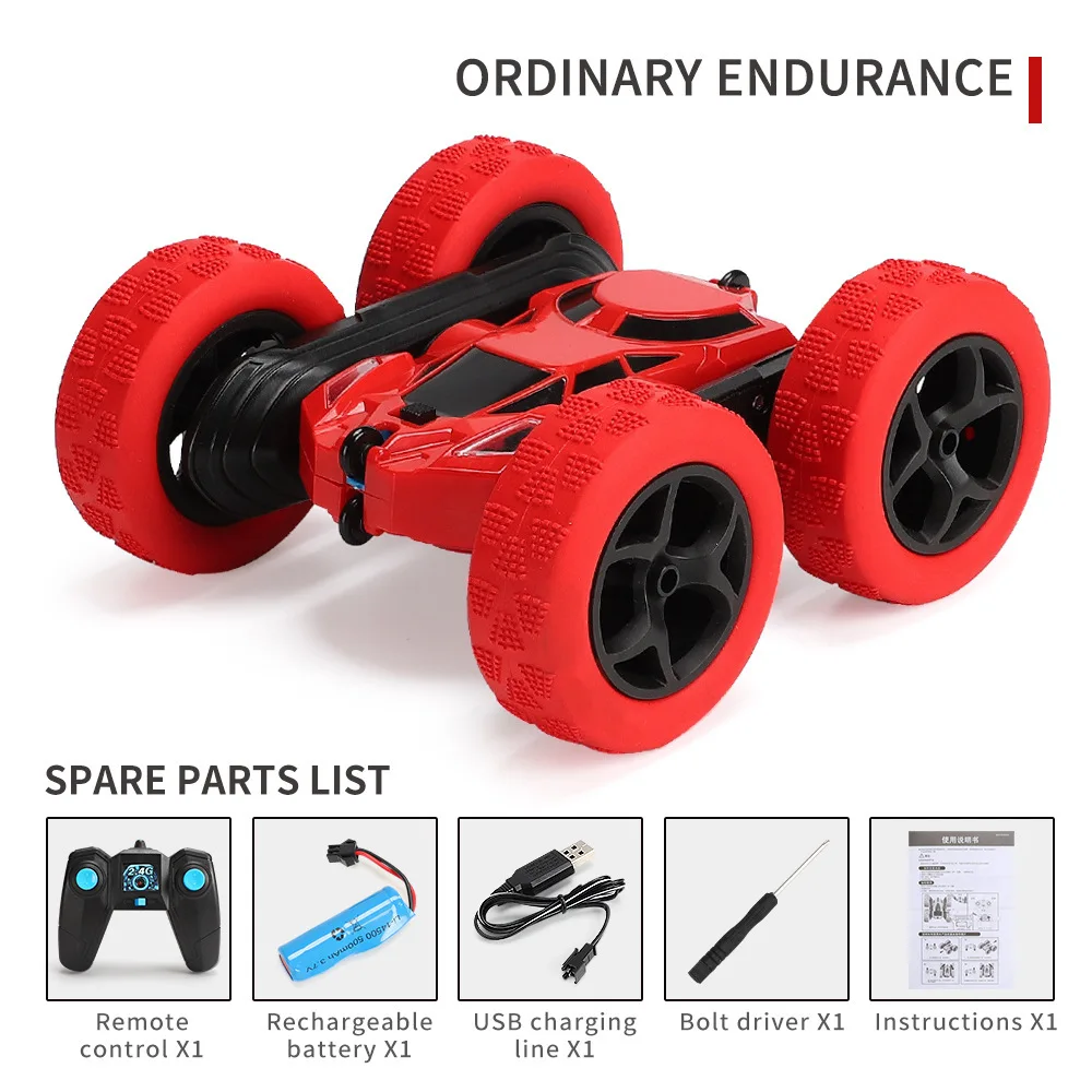 Remote control stunt RC car 2.4GHz double-sided 360 ° rotation RC tracked headlights four-wheel drive 1:16 off-road drift racing