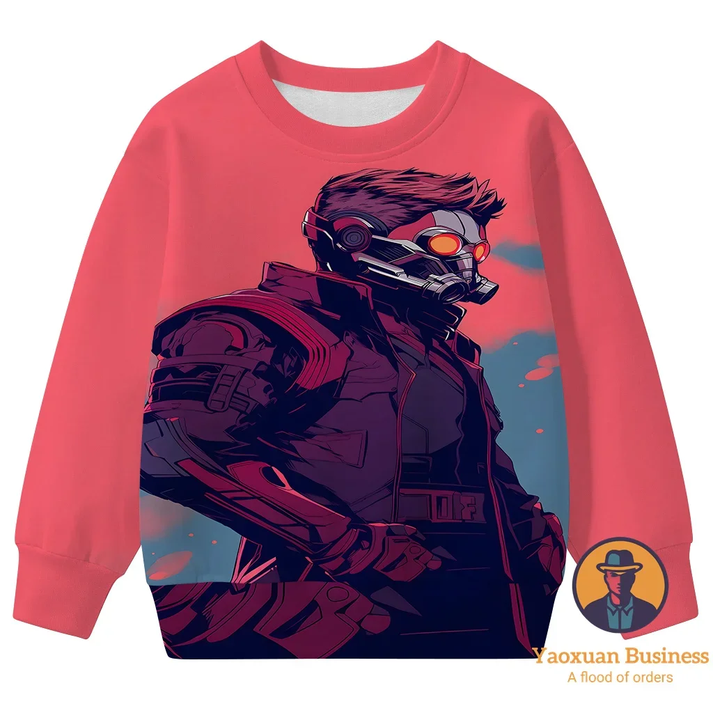 

2025 New Avengers Guardians Of The Galaxy Girls Little Boys Children 3D Printed Cartoon Crew Neck Sweatshirt Warm Windproof