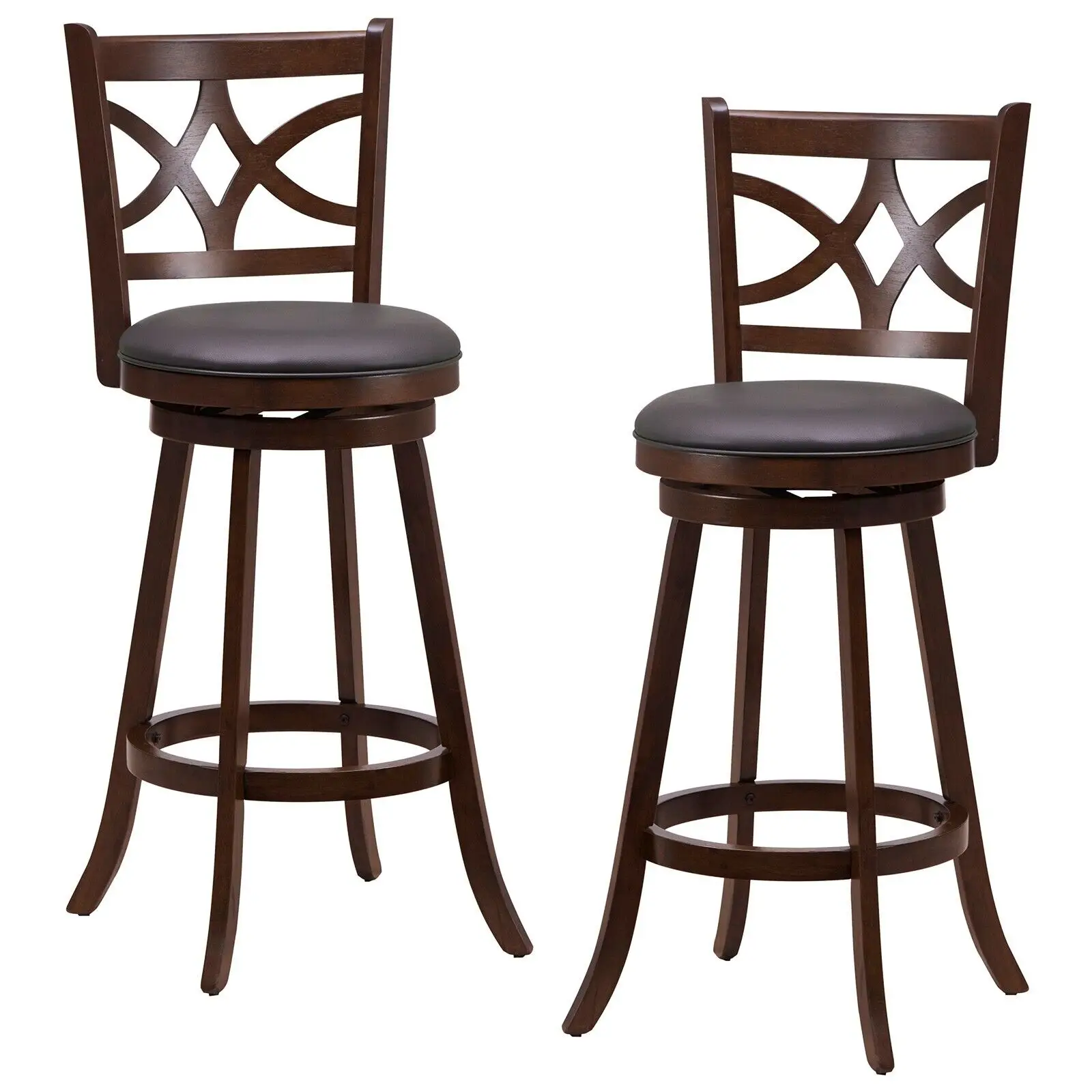 GOFLAME Set of 2 Bar Stools Counter Height Chair Pub 360 °Swiveling Upholstered Seat 29