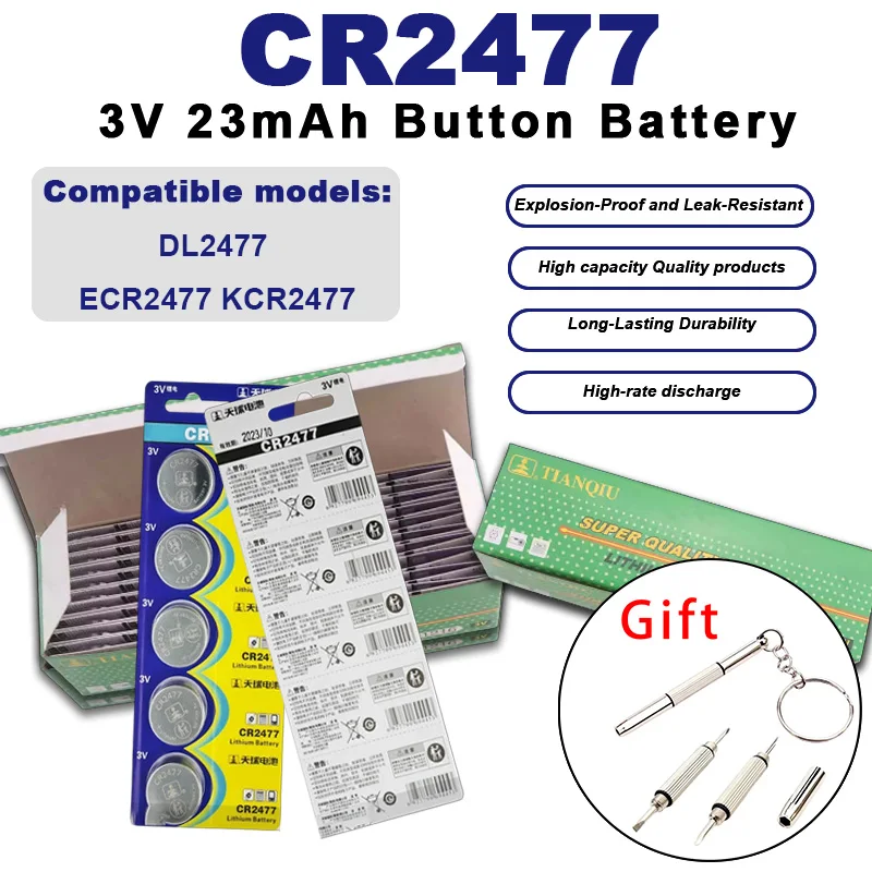 CR2477 3V Lithium Button Cell Battery DL2477 ECR2477 KCR2477 for Electronic Watch Calculator Toy Car Remote Electronic Device