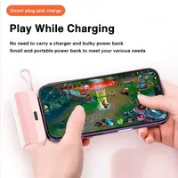 5000mAh Mini Power Bank 2 IN 1 22W Fast Mobile Phone Charger External Battery Power Bank Plug Play Type-C For iPhone Xiaomi